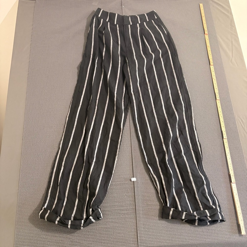 Gap Womens Black White Striped Wide Leg Trousers Size 4 Tall